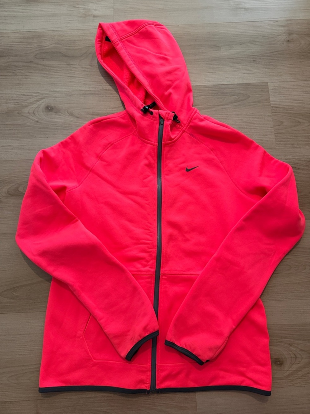 Nike Neon Coral Zip-Up Thermafit Hooded Fleece Jacket